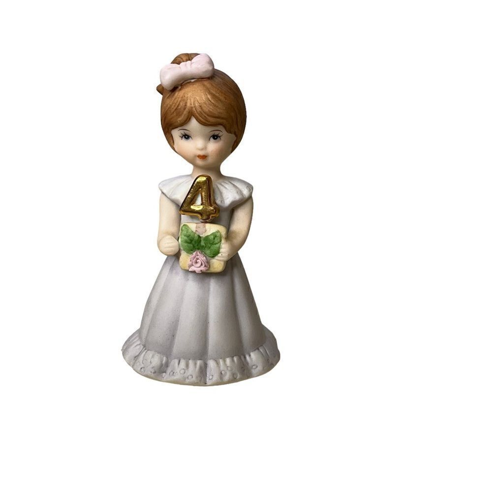 ENESCO Growing Up Girl 4th Birthday Porcelain Bisque Figurine Vintage